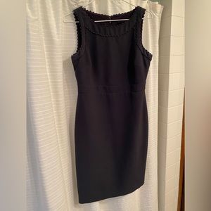 Ann Taylor Navy Suit Dress with Scallop Detailing